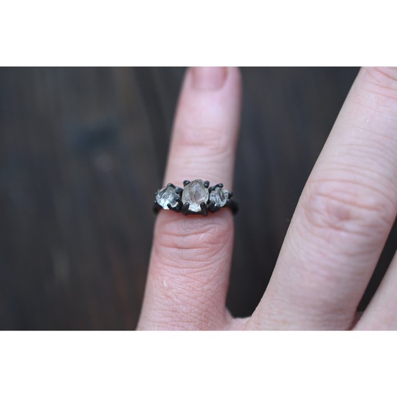 Raw Quartz Engagement Ring Rough Jewelry Natural Uncut - Picture 6 of 9